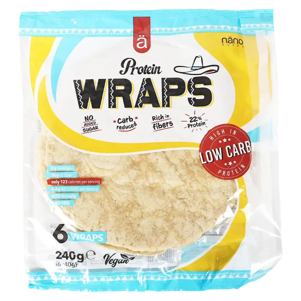 Nano Supps Protein Wraps Low Carb Vegan Keto 6 Wraps 240g