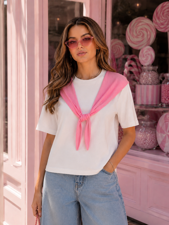 Pink Candy Scarf Layer Top