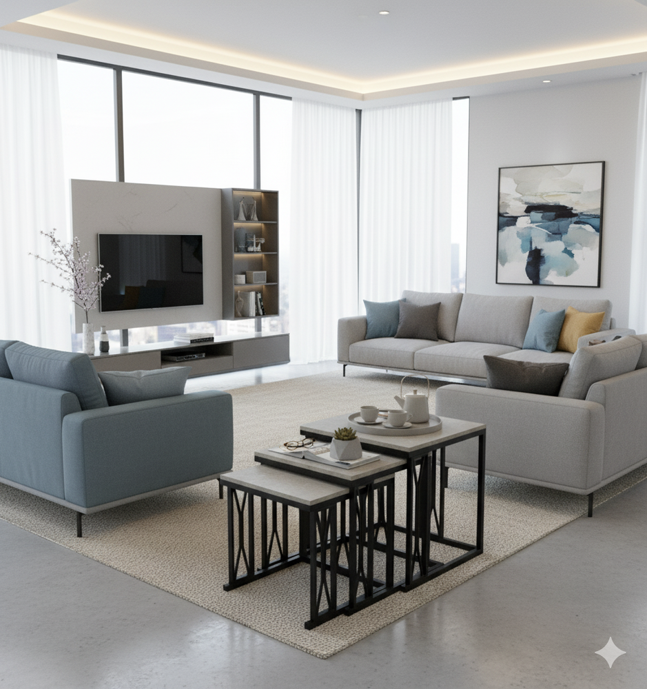 طقم طاولات عصري بثلاث قطع – تصميم أنيق وعملي