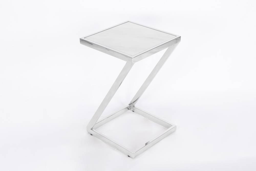 Silver Marble Glass Steel Tea Table