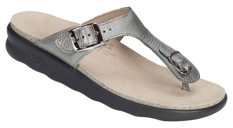 Sanibel T-Strap Slide Sandal - Pewter