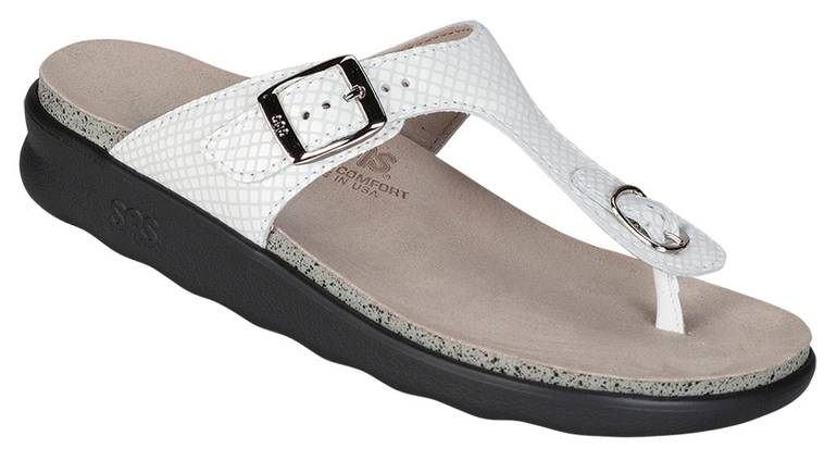 Sanibel T-Strap Slide Sandal - White Snake