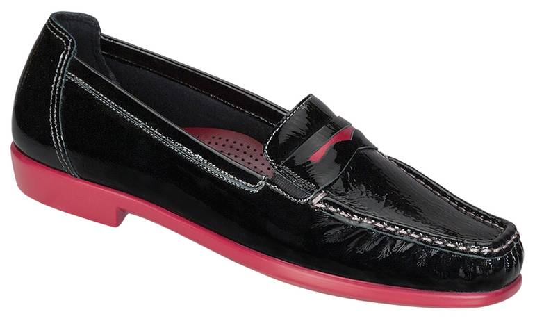 Penny J Slip On Loafer - Black Pat Rouge