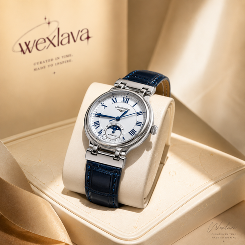 ساعة لونجين بريما لونا مون فيز نسائية بسوار أزرق فاخر | LONGINES PRIMALUNA MOONPHASE
