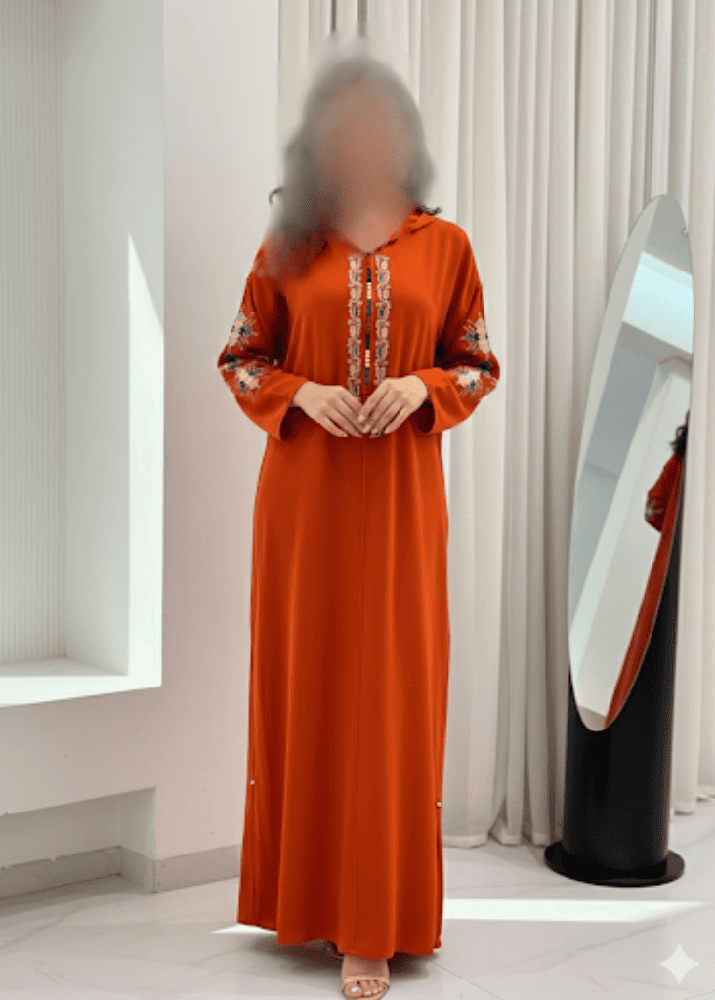 جلابيه مغربيه لون برتقالي ( أورانج )
