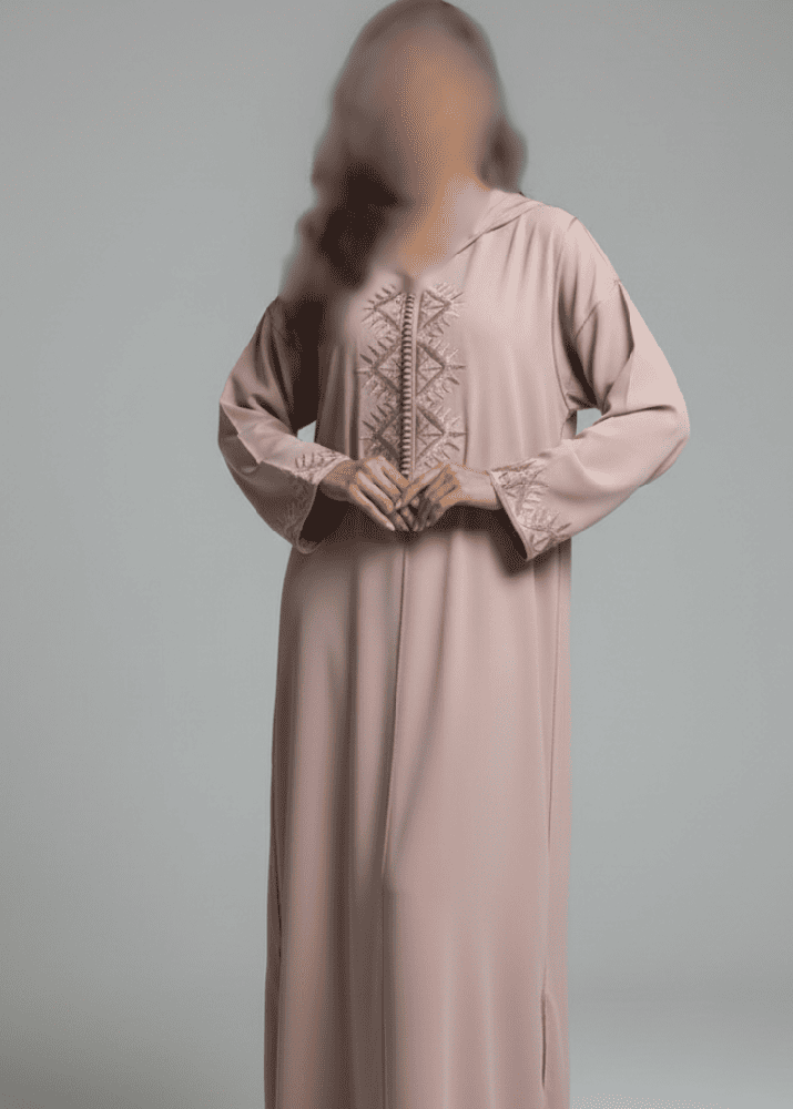 جلابية مغربية نسائية بلون بيج