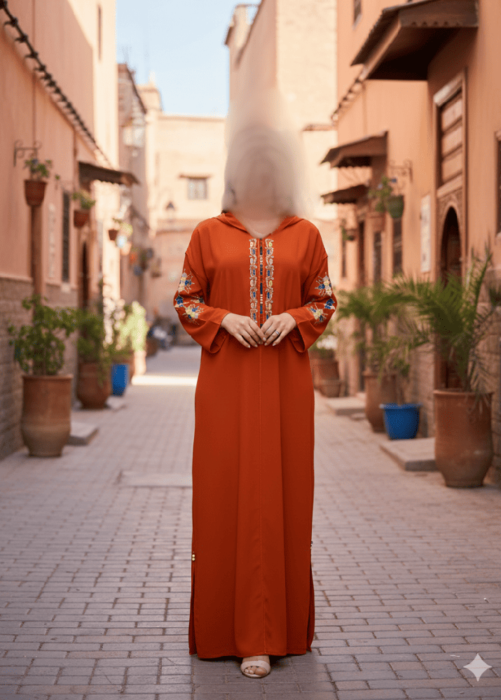 جلابيه مغربيه لون برتقالي ( أورانج )