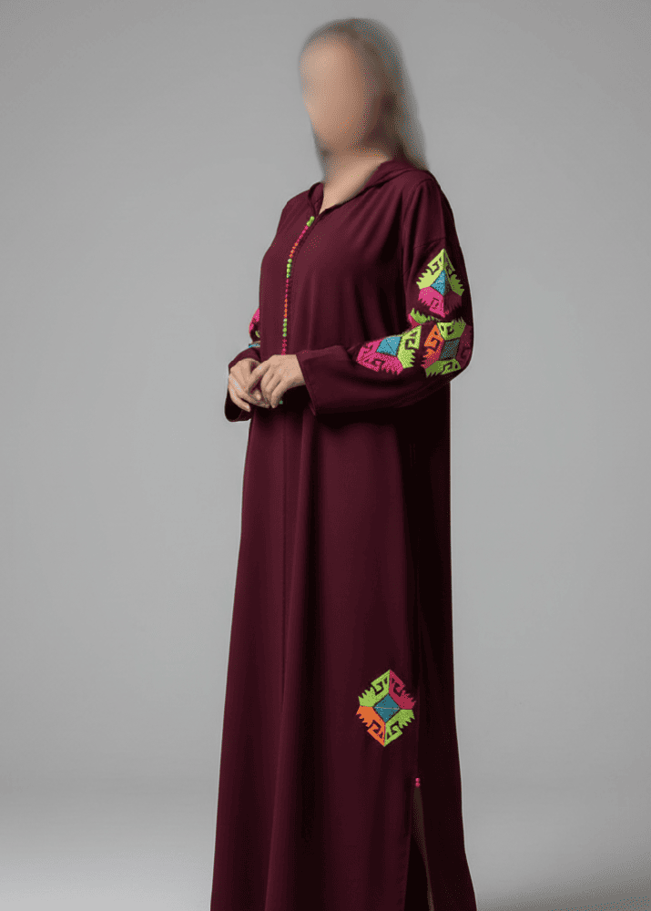 جلابية مغربي بلون عنابي