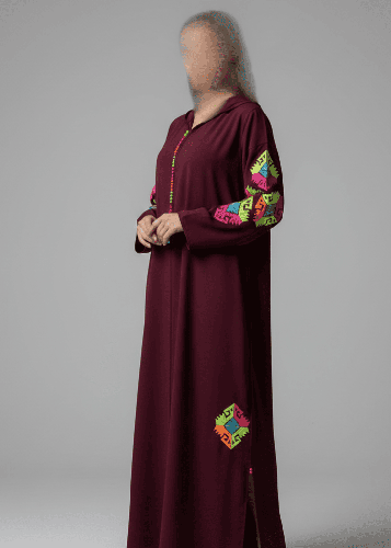 جلابية مغربي بلون عنابي