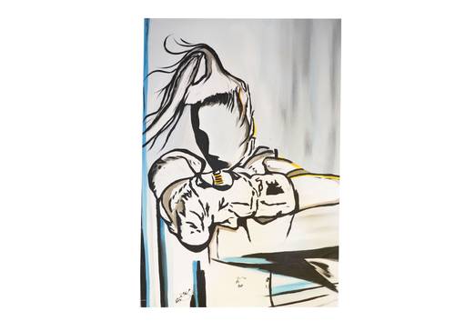 لوحة الملاكم رسم يدوي 