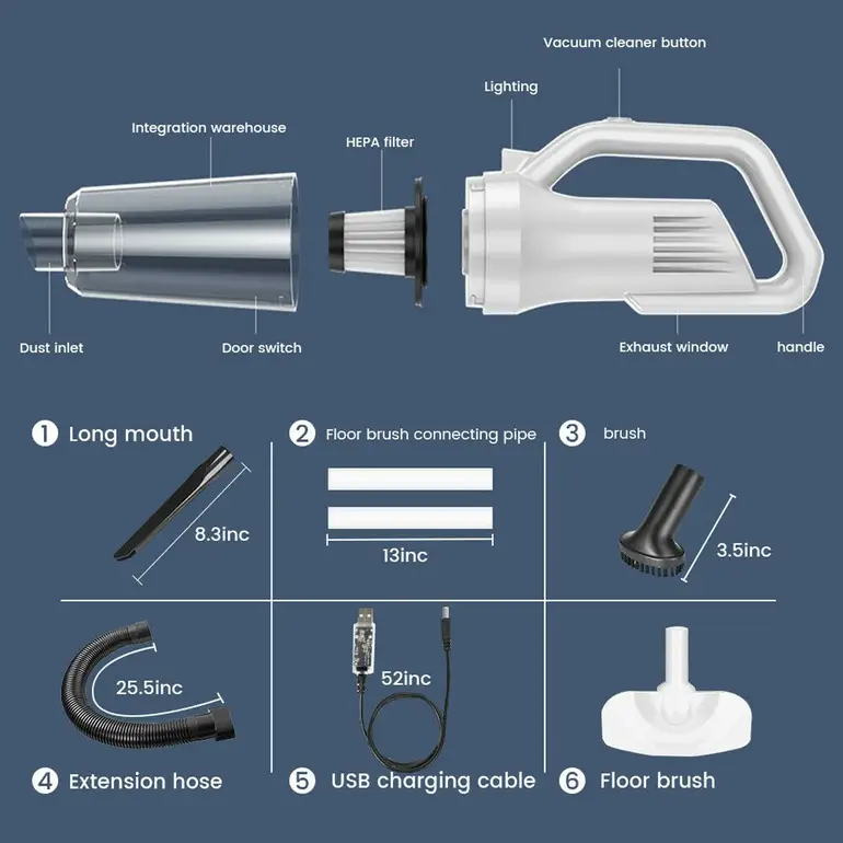 Multifunction Rechargeable Cordless Vacuum Cleaner
