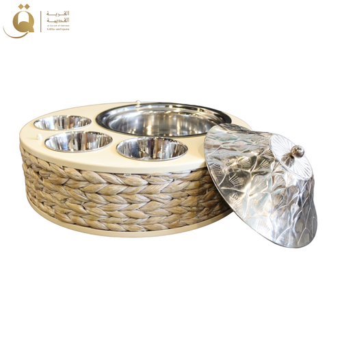 Grass Food Container with 3 Bowls - White