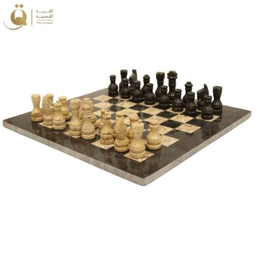 شطرنج رخام فلورينس 40x40 سم - أسود وبيج
