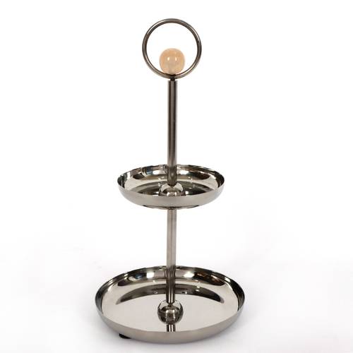 Two-tier small stainless steel dessert stand from the Fadha collection, size 15*15*30 cm