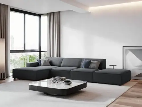 كنب زاوية حرف L رويال هوم 200×360×85 سم - رمادي داكن