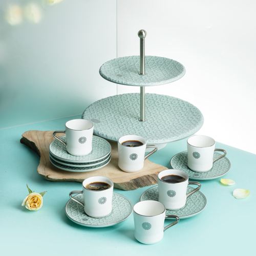 Turkish Coffee Set Rosette - Blue