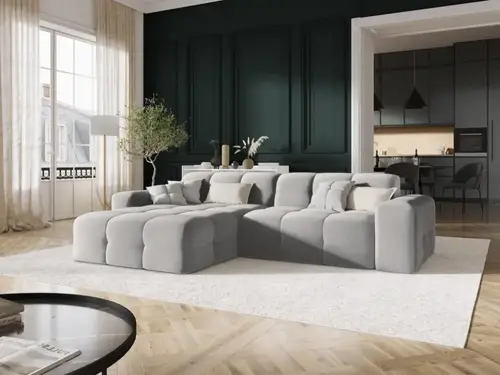 كنب زاوية حرف L رويال هوم 260×200×80 سم - رمادي فاتح