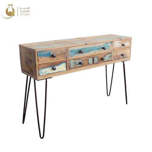 Console 6 Drawers colored wood - industrial