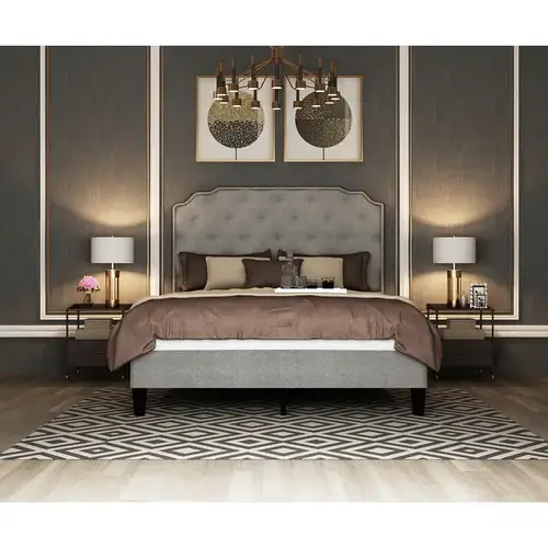سرير رويال هوم 200×200×140 سم - رمادي فاتح
