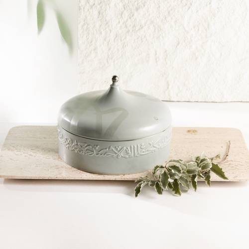 Medium Date Bowl From Jiwar - Light Green + Silver