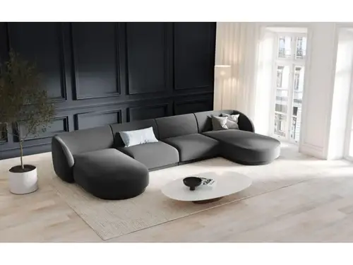 كنب زاوية حرف U رويال هوم 170×350×80 سم - رمادي داكن