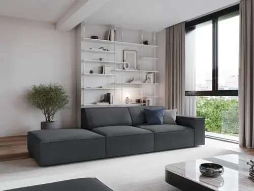 كنب زاوية رويال هوم 85×250×80 سم - رمادي داكن