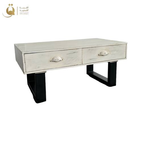Coffee Table 2 Drawers white - Industrial