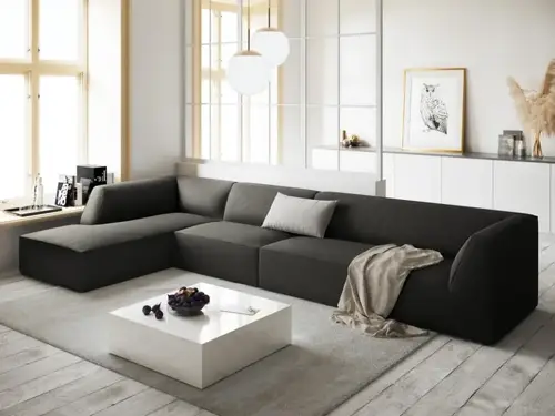 كنب زاوية حرف L رويال هوم 320×200×70 سم - رمادي داكن
