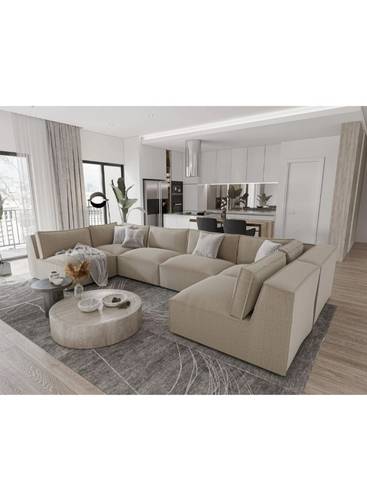 كنب زاوية حرف U رويال هوم 380×112×80 - بيج