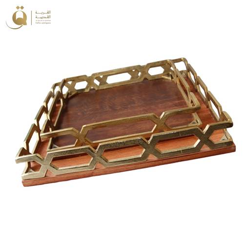 صينية تقديم ايطار هندسي صغير - ذهبي