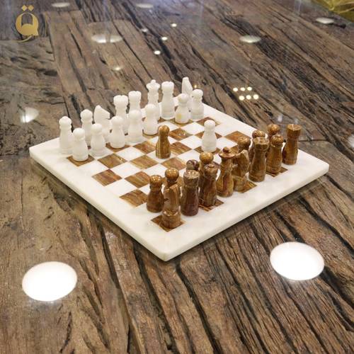  شطرنج رخام فلورينس 30x30 سم - أبيض وبني