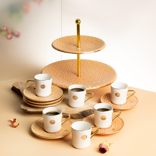 Turkish Coffee Set Rosette - Orange
