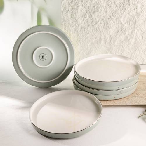 Serving Plates 6 Pcs From Jiwar - Light Green + Silver