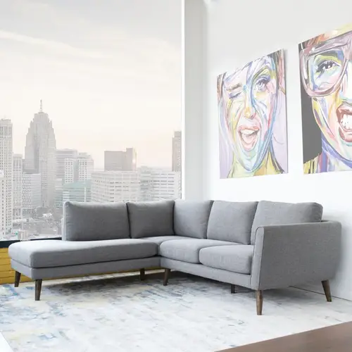 كنب زاوية حرف L رويال هوم 250×230×85 سم - رمادي فاتح