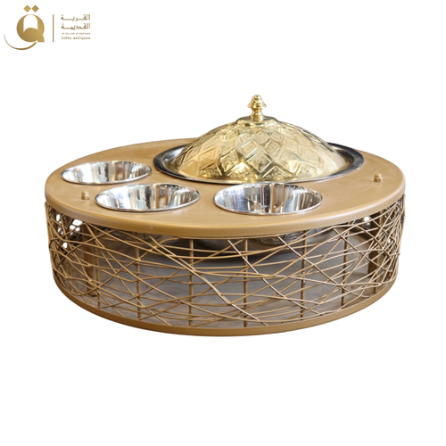 طقم تقديم حافظة طعام و 3 زبديات نيست - ذهبي