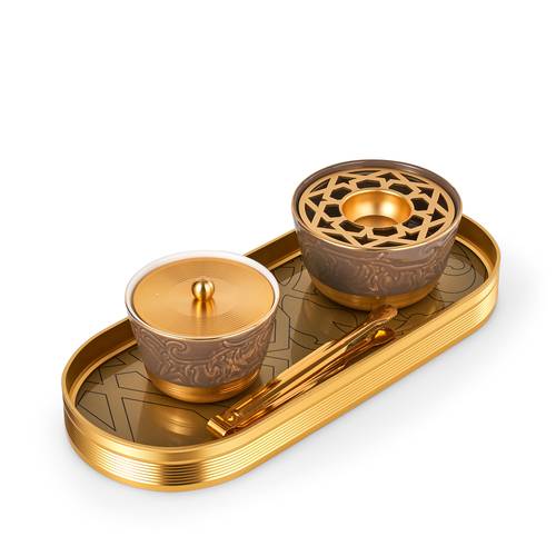 Incense Burner Elegant Design Of 4 Pieces Majlis - Brown