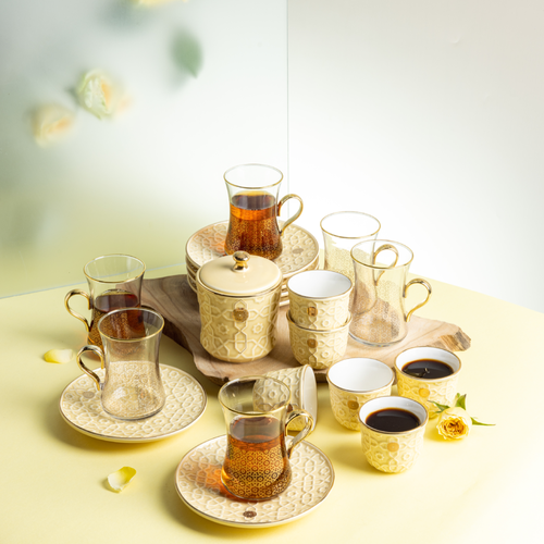 Tea And Arabic Coffee Set Rosette - Off White