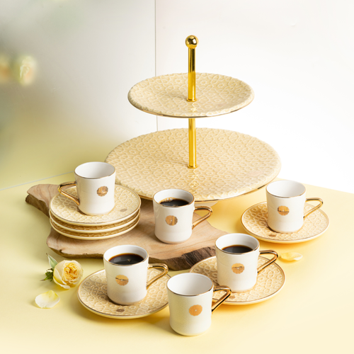  Turkish Coffee Set Rosette - Off White