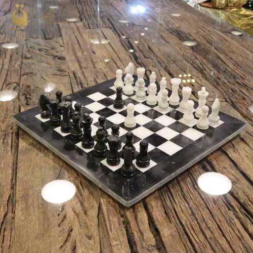 شطرنج رخام فلورينس 40x40 سم - أسود وأبيض
