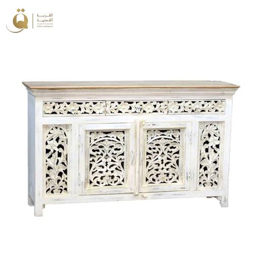 بوفيه خشب طبيعي 150 سم - أبيض