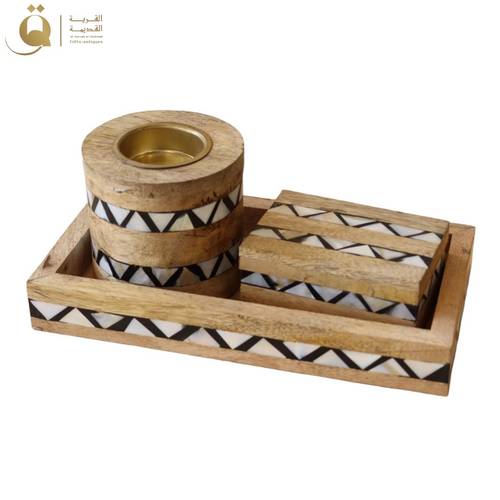 طقم مبخرة أبولو صدف وخشب
