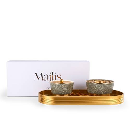 Incense Burner Elegant Design Of 4 Pieces From Majlis - Grey