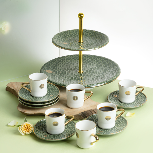  Turkish Coffee Set Rosette - Green