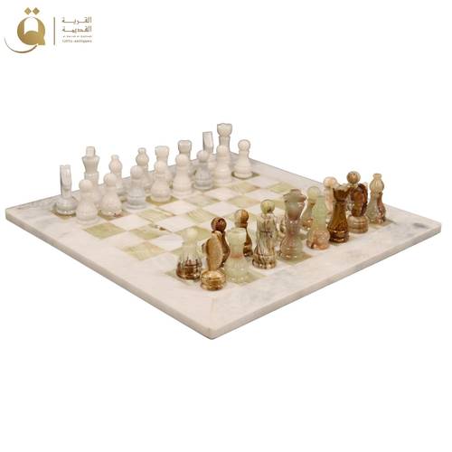 شطرنج رخام فلورينس 40x40 سم - أبيض و عشبي