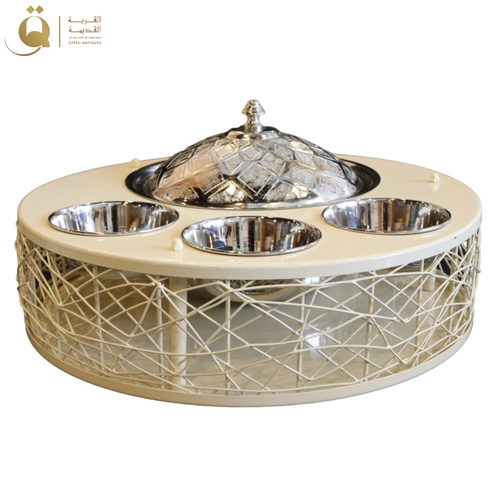 طقم تقديم حافظة طعام و 3 زبديات نيست - أبيض