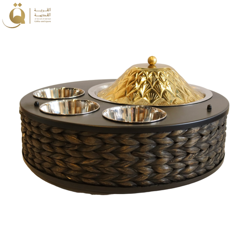 Grass Food Container with 3 Bowls - Black