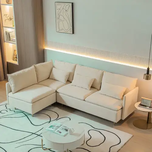 كنب زاوية حرف L رويال هوم 260×160×85 سم - بيج