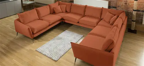 كنب زاوية حرف U رويال هوم 250×330×85 سم - اورنج داكن