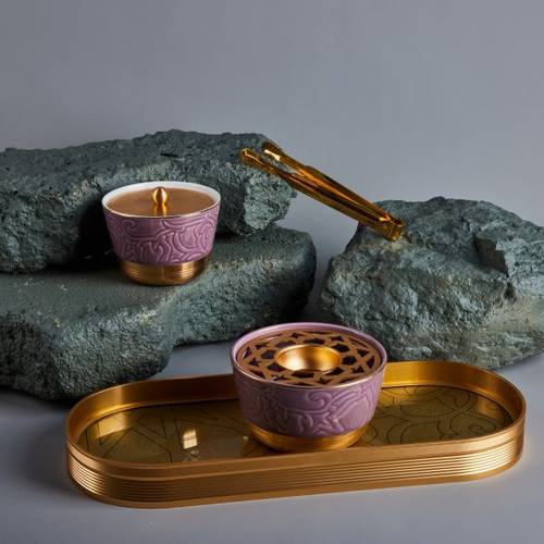 Incense Burner Elegant Design Of 4 Pieces From Majlis - Purple