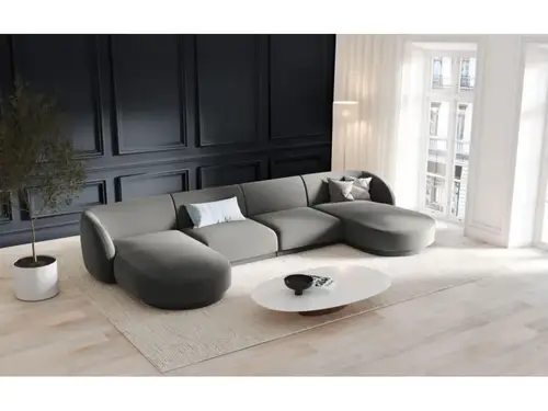 كنب زاوية حرف U رويال هوم 170×350×80 سم - رمادي